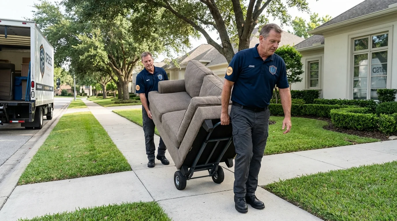 Local residential moving crew loading furniture in Dakota City, NE