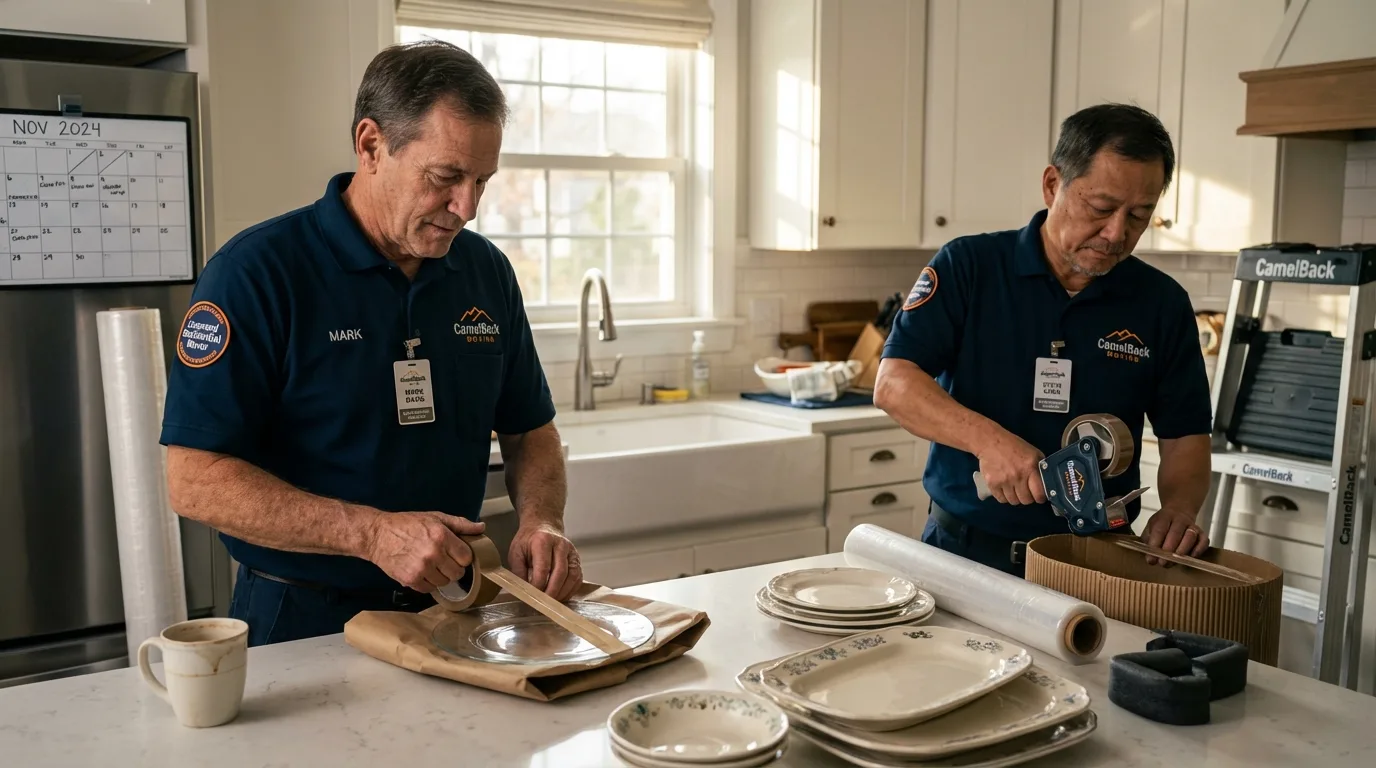 Professional crew packing kitchen dishware in Dakota City, NE